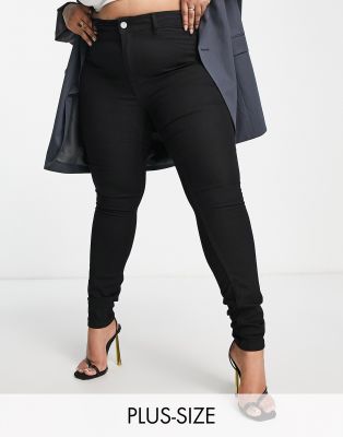 Vila Curve high waisted jean leggings in black