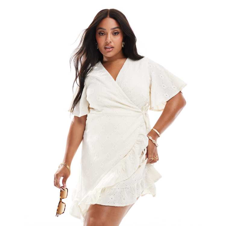 White eyelet wrap dress sales