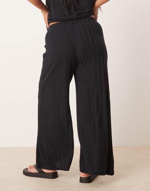 VILA Curve lightweight knitted wide leg pants in black - part of a set, 4 of 5