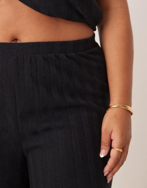 VILA Curve lightweight knitted wide leg pants in black - part of a set, 5 of 5