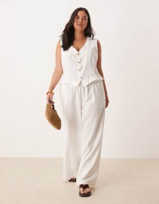 Vila Curve Linen Touch Cropped Tailored Vest