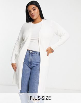 Vila Curve longline knitted cardigan in white - ASOS Price Checker
