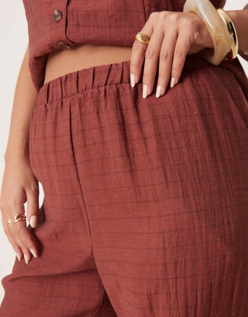 VILA Curve - Pantalon d'ensemble large à carreaux - Henné brûlé, 3 de 5