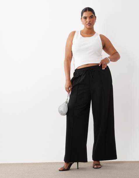Vila Curve pintuck wide leg trousers in black - view 1