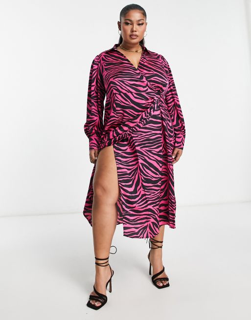 Pink animal hotsell print shirt dress