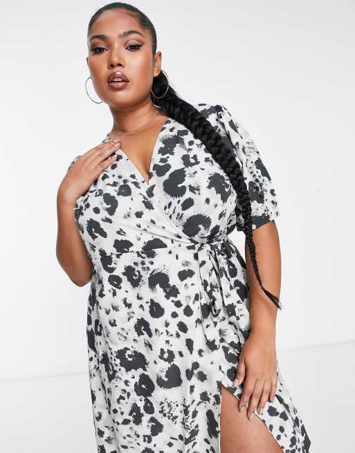 Leopard print store satin wrap dress