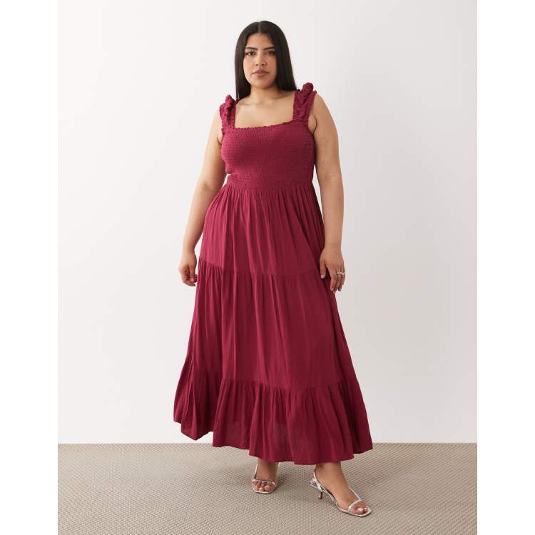 open lace back dress Tomyris Plus Size Evening Dress in Deep Red main image 1
