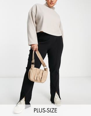 Vila Curve Vila Curve stretch flared trousers in black