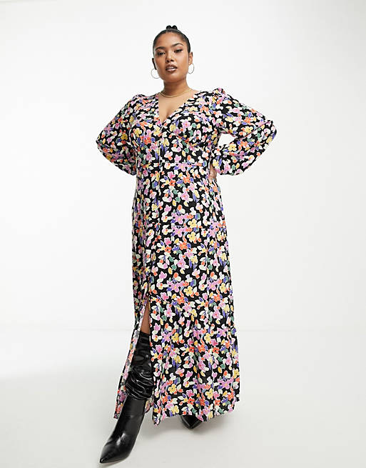 Vila Curve tiered button front maxi dress in floral print | ASOS