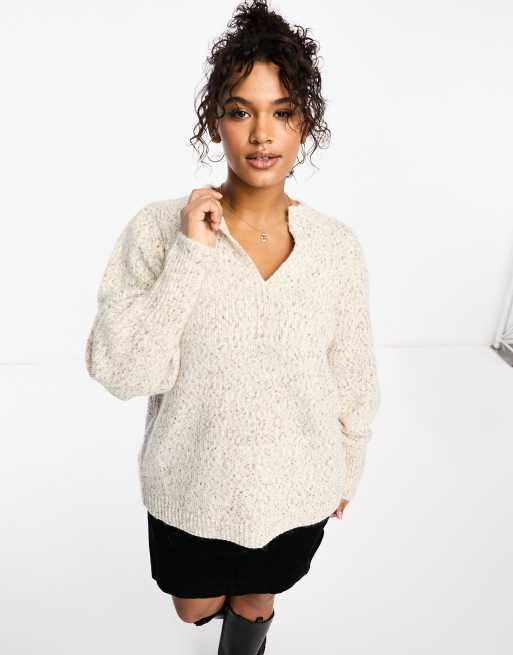 Puff sleeve v neck on sale sweater