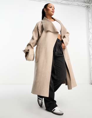 Vila Curve Waterfall Bonded Borg Coat In Brown