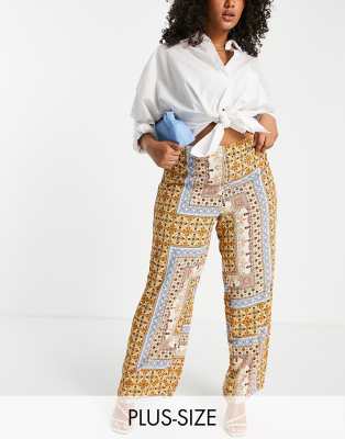 Vila Curve wide leg trouser co-ord in tile print - ASOS Price Checker