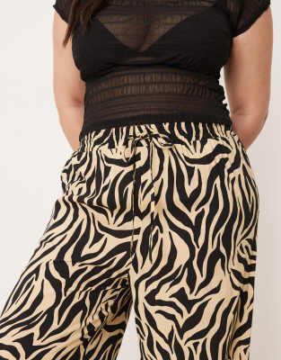 Vila Curve Zebra Print Wide Leg Pants