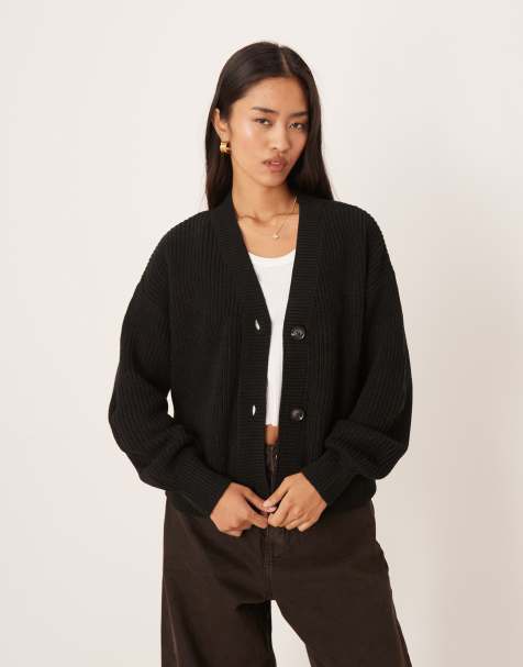 Vila chunky knitted cardigan in black