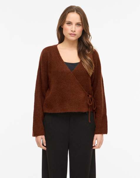 Vila Wrap top in chocolate brown