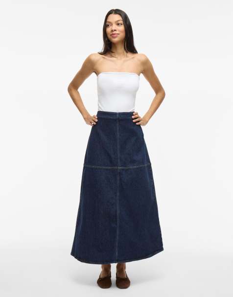 VILA - Denim rok in donkerblauw denim - view 1