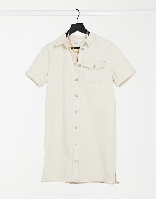 Vila denim shirt dress in off white