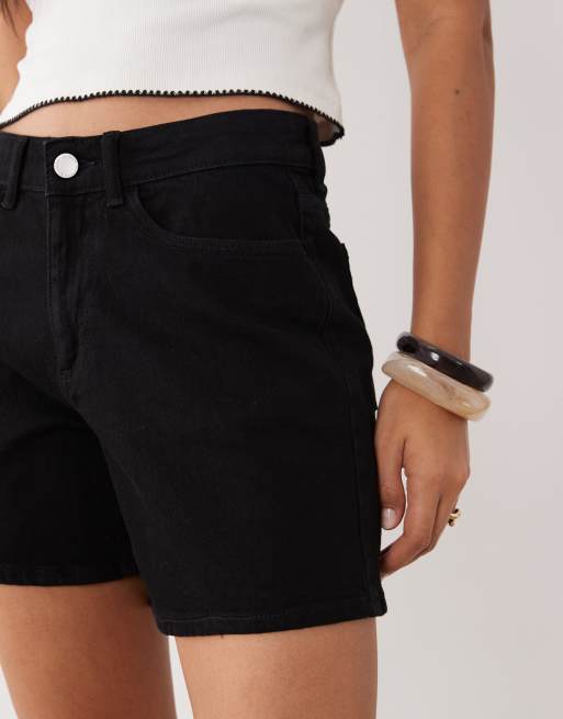 VILA - Denim short met hoge taille in zwart, 5 van 5