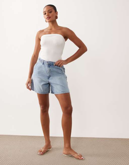 VILA - Denim short met riem in lichtblauw, 2 van 5
