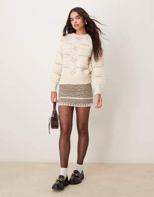 Vila Detail Knit Sweater In White