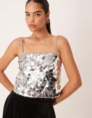 Vila Disc Sequin Embellished Cami Top In Multi