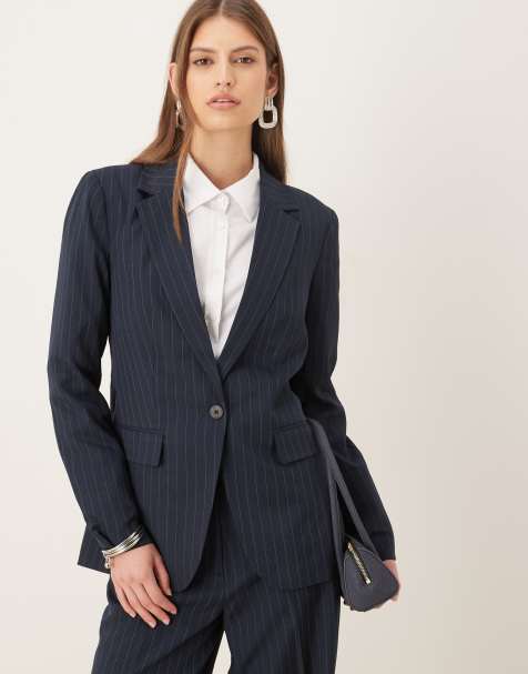 Vila tailored blazer co-ord in navy pinstripe