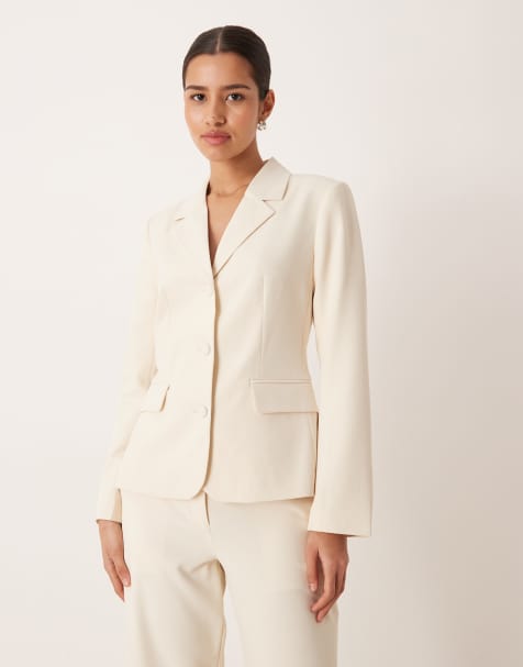 Vila tailored blazer co-ord in birch cream