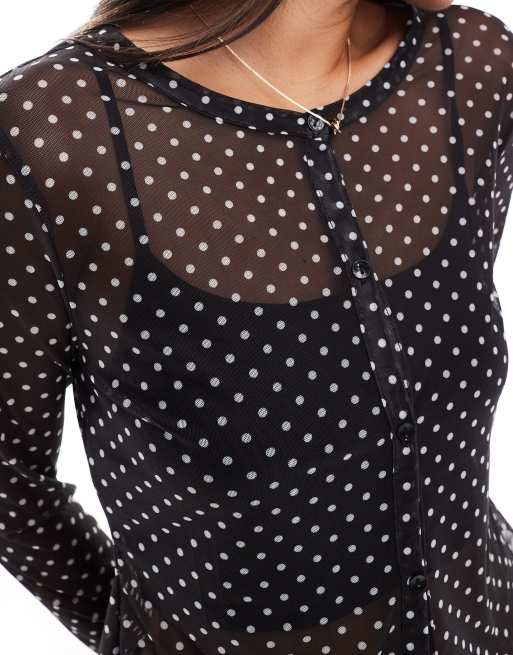 Vila dotty mesh cardigan in black - part of a set | ASOS