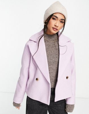 Vila double breasted cropped jacket in lilac purple
