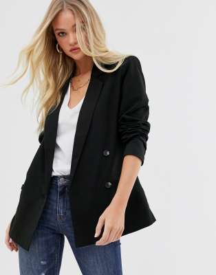 Vila  Zweireihiger Oversized-Blazer Schwarz