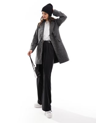 Vila Double Breasted Wool Blazer Coat In Multi