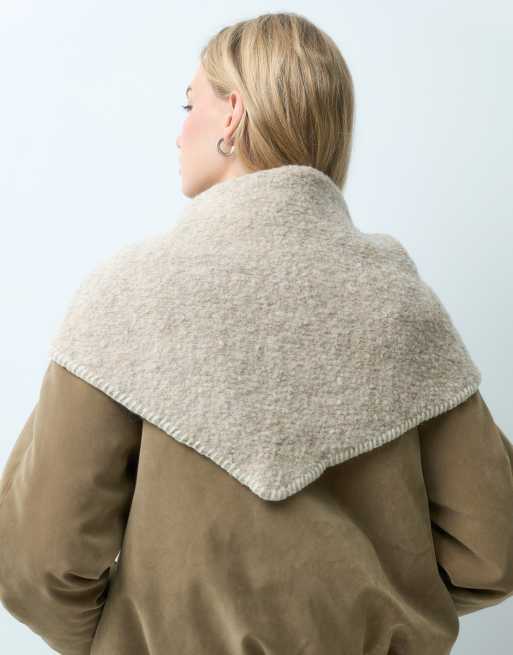 VILA - Écharpe triangle en maille bouclée - Naturel chiné, 3 de 3