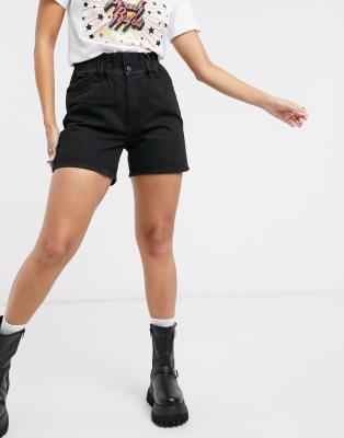 mom jean shorts black