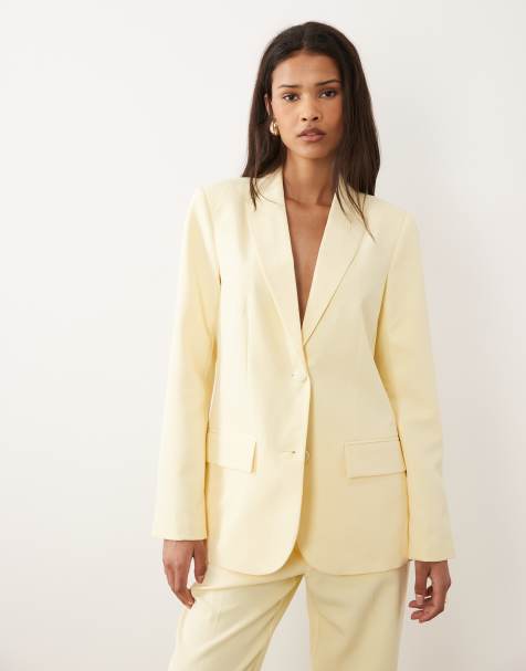 Vila - Elegante blazer met bedekte knopen in pastelgeel, deel van co-ord set - view 1