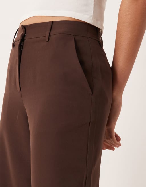 VILA - Elegante broek met wijde pijpen in koffieboon bruin, deel van co-ord set, 2 van 5