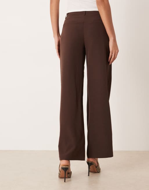 VILA - Elegante broek met wijde pijpen in koffieboon bruin, deel van co-ord set, 3 van 5