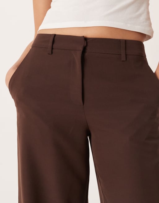 VILA - Elegante broek met wijde pijpen in koffieboon bruin, deel van co-ord set, 4 van 5