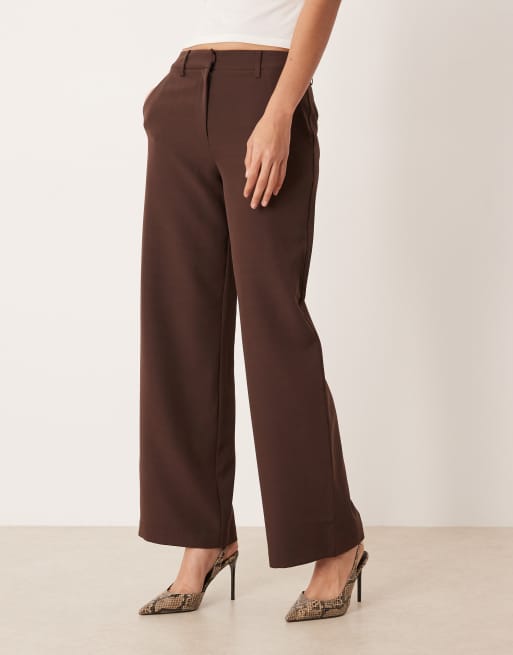 VILA - Elegante broek met wijde pijpen in koffieboon bruin, deel van co-ord set, 5 van 5