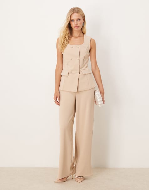 VILA - Elegante broek van co-ord set met hoge taille in stone - view 1