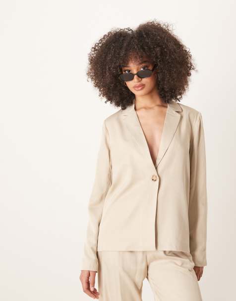 VILA - Elegante co-ord set van blazer en broek in lichtbeige, deel van co-ord set - view 1