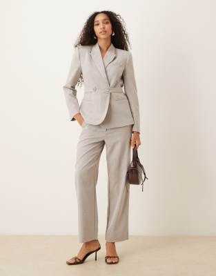 VILA - Elegante, hochwertige Hose in grau meliert mit hoher Taille, Kombiteil
