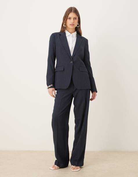 VILA – Elegante Hose in Marineblau mit Nadelstreifen und hohem Bund, Kombiteil - view 1