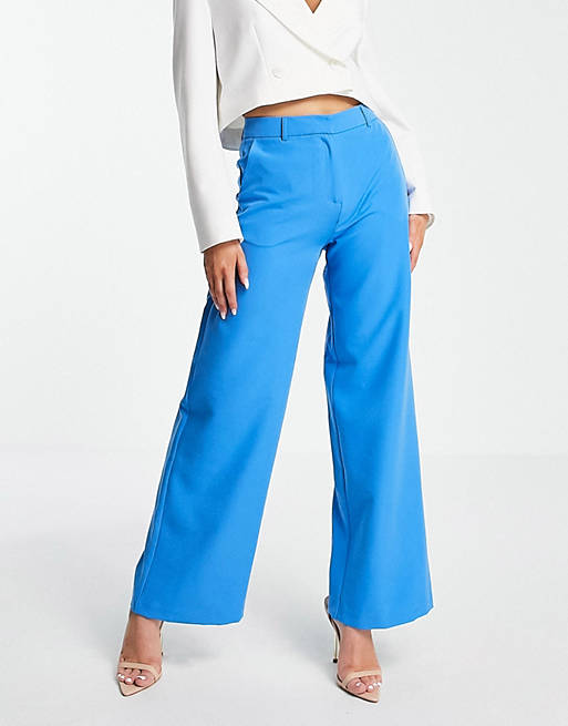Vila - Elegante pantalon met wijde pijpen in blauw