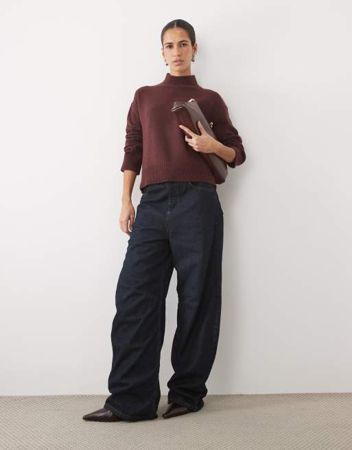 Vila ensemble pull en maille à col montant chiné bordeaux, 2 de 4