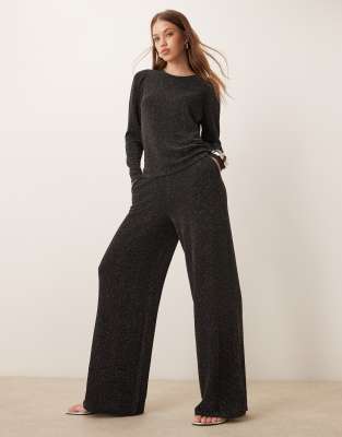 Lot Ensemble Femme Noir : Pantalon Fluide + Veste Velours Mi-ceinturée - Taille 42/44 - Occasion Très Bon état