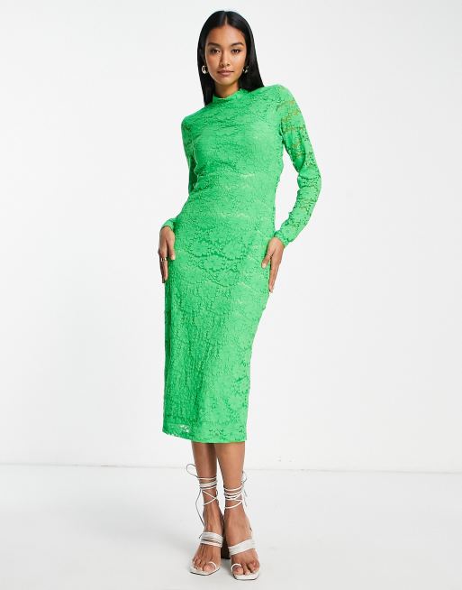 Bright green midi clearance dress