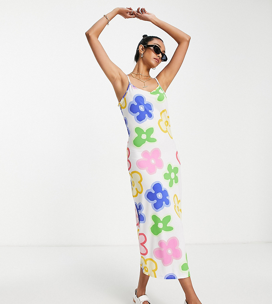 Vila Exclusive maxi cami dress in bold floral print-Multi