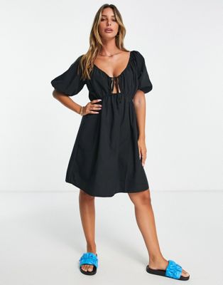 Vila Exclusive Mini Dress With Cut Out In Black