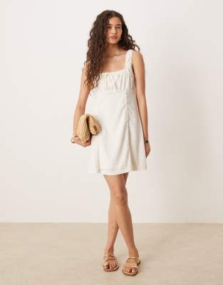 Vila Eyelet Milkmaid Style Mini Dress