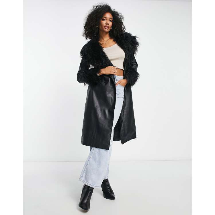 Faux fur sleeve coat sale